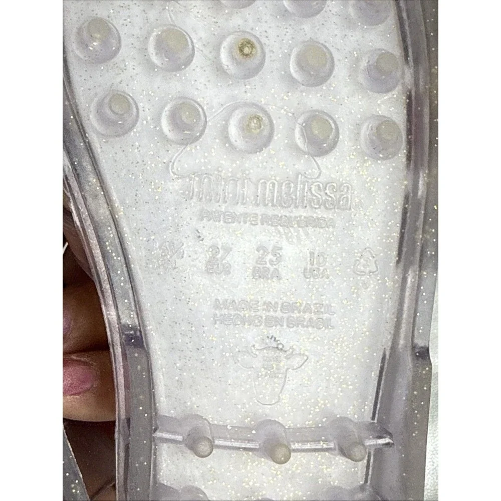 (S4)MINI MELISSA Little Girl's Clear Rainbow Jelly Flat Sandals Size 9